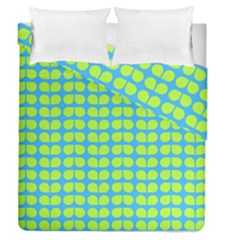Blue Lime Leaf Pattern Duvet Cover Double Side (queen Size) by GardenOfOphir