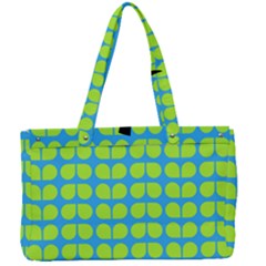 Blue Lime Leaf Pattern Canvas Work Bag by GardenOfOphir