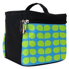 Blue Lime Leaf Pattern Make Up Travel Bag (small) by GardenOfOphir