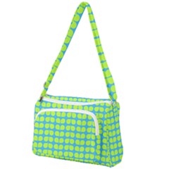 Blue Lime Leaf Pattern Front Pocket Crossbody Bag by GardenOfOphir