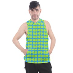 Blue Lime Leaf Pattern Men s Sleeveless Hoodie by GardenOfOphir