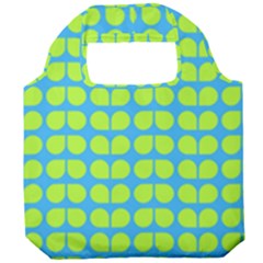 Blue Lime Leaf Pattern Foldable Grocery Recycle Bag by GardenOfOphir