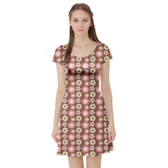 Cute Floral Pattern Short Sleeve Skater Dress by GardenOfOphir