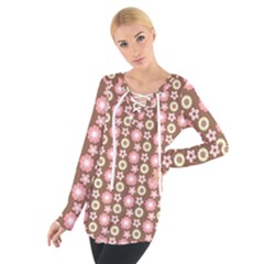 Cute Floral Pattern Tie Up Tee by GardenOfOphir