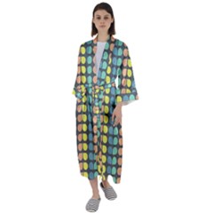 Colorful Leaf Pattern Maxi Satin Kimono by GardenOfOphir