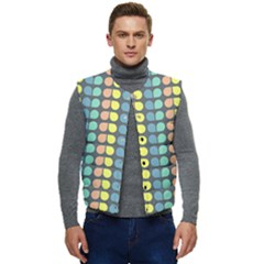 Colorful Leaf Pattern Men s Short Button Up Puffer Vest	 by GardenOfOphir
