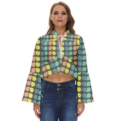 Colorful Leaf Pattern Boho Long Bell Sleeve Top