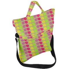 Colorful Leaf Pattern Fold Over Handle Tote Bag by GardenOfOphir