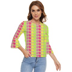 Colorful Leaf Pattern Bell Sleeve Top