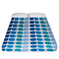 Blue Green Leaf Pattern Fitted Sheet (king Size) by GardenOfOphir