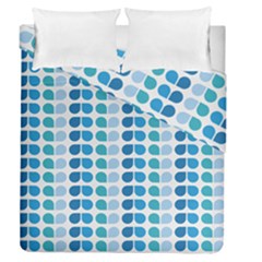 Blue Green Leaf Pattern Duvet Cover Double Side (queen Size) by GardenOfOphir