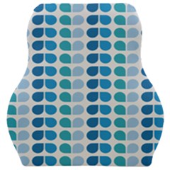 Blue Green Leaf Pattern Car Seat Velour Cushion  by GardenOfOphir
