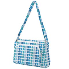 Blue Green Leaf Pattern Front Pocket Crossbody Bag by GardenOfOphir