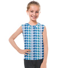 Blue Green Leaf Pattern Kids  Mesh Tank Top by GardenOfOphir