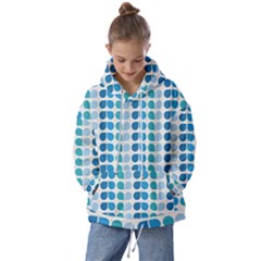 Blue Green Leaf Pattern Kids  Oversized Hoodie by GardenOfOphir