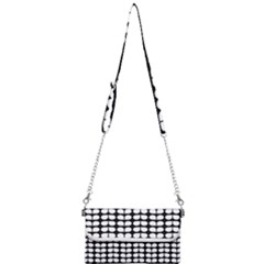 Black And White Leaf Pattern Mini Crossbody Handbag by GardenOfOphir