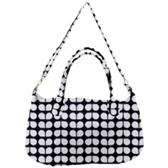 Black And White Leaf Pattern Removal Strap Handbag by GardenOfOphir