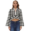 Black And White Leaf Pattern Boho Long Bell Sleeve Top View1