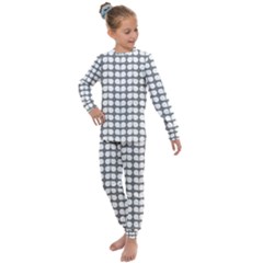 Gray And White Leaf Pattern Kids  Long Sleeve Set  by GardenOfOphir