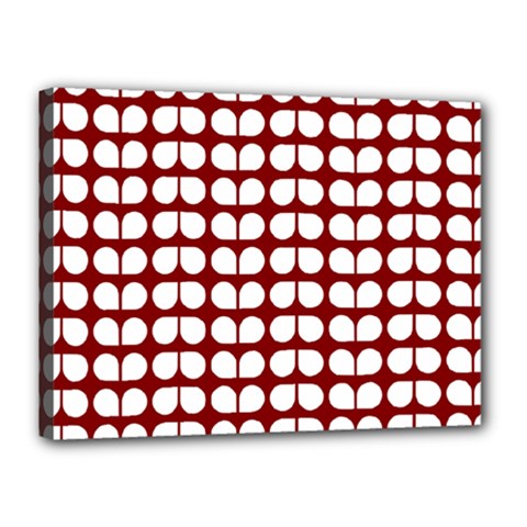 Red And White Leaf Pattern Canvas 16  X 12  (stretched) by GardenOfOphir