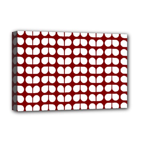 Red And White Leaf Pattern Deluxe Canvas 18  X 12  (stretched) by GardenOfOphir