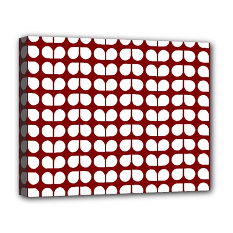 Red And White Leaf Pattern Deluxe Canvas 20  X 16  (stretched) by GardenOfOphir