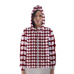 Red And White Leaf Pattern Women s Hooded Windbreaker by GardenOfOphir