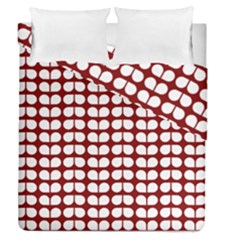 Red And White Leaf Pattern Duvet Cover Double Side (queen Size) by GardenOfOphir