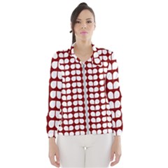 Red And White Leaf Pattern Women s Windbreaker by GardenOfOphir