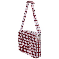 Red And White Leaf Pattern Cross Body Office Bag by GardenOfOphir