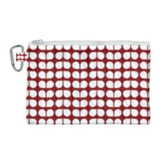 Red And White Leaf Pattern Canvas Cosmetic Bag (large) by GardenOfOphir