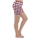 Red And White Leaf Pattern Lightweight Velour Yoga Shorts View3