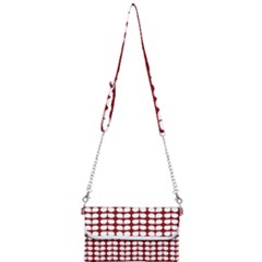 Red And White Leaf Pattern Mini Crossbody Handbag by GardenOfOphir