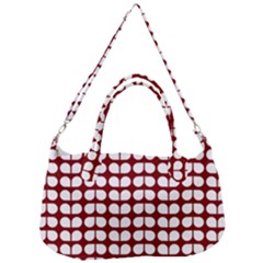 Red And White Leaf Pattern Removal Strap Handbag by GardenOfOphir