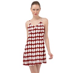 Red And White Leaf Pattern Summer Time Chiffon Dress