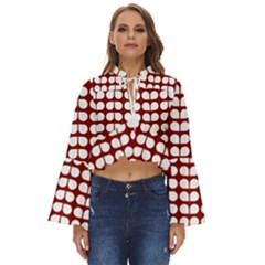 Red And White Leaf Pattern Boho Long Bell Sleeve Top