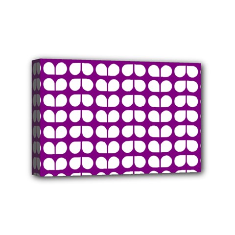 Purple And White Leaf Pattern Mini Canvas 6  X 4  (stretched) by GardenOfOphir