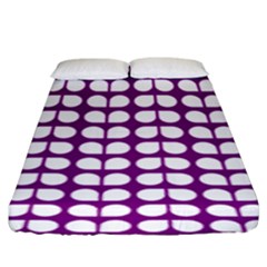 Purple And White Leaf Pattern Fitted Sheet (king Size) by GardenOfOphir
