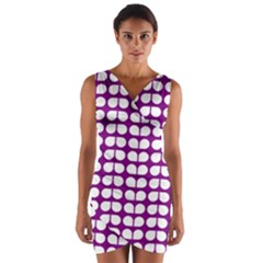 Purple And White Leaf Pattern Wrap Front Bodycon Dress by GardenOfOphir