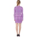 Purple And White Leaf Pattern V-neck Bodycon Long Sleeve Dress View2