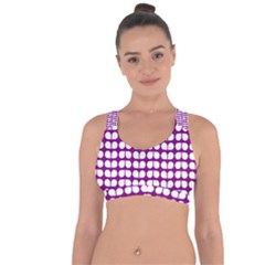 Purple And White Leaf Pattern Cross String Back Sports Bra by GardenOfOphir