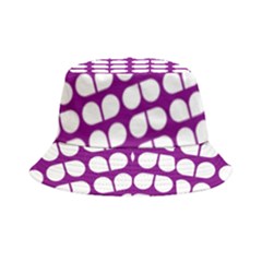 Purple And White Leaf Pattern Bucket Hat