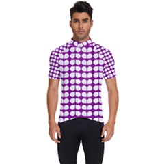 Purple And White Leaf Pattern Men s Short Sleeve Cycling Jersey by GardenOfOphir