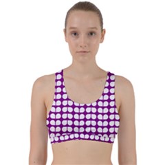 Purple And White Leaf Pattern Back Weave Sports Bra by GardenOfOphir