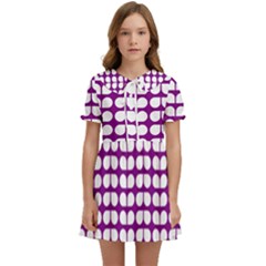 Purple And White Leaf Pattern Kids  Sweet Collar Dress by GardenOfOphir