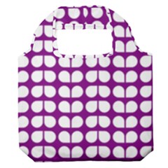 Purple And White Leaf Pattern Premium Foldable Grocery Recycle Bag by GardenOfOphir