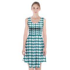 Teal And White Leaf Pattern Racerback Midi Dress by GardenOfOphir