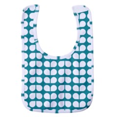 Teal And White Leaf Pattern Baby Bib by GardenOfOphir