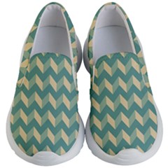 Modern Retro Chevron Patchwork Pattern Kids Lightweight Slip Ons by GardenOfOphir