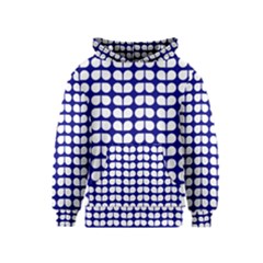 Blue And White Leaf Pattern Kids  Pullover Hoodie by GardenOfOphir